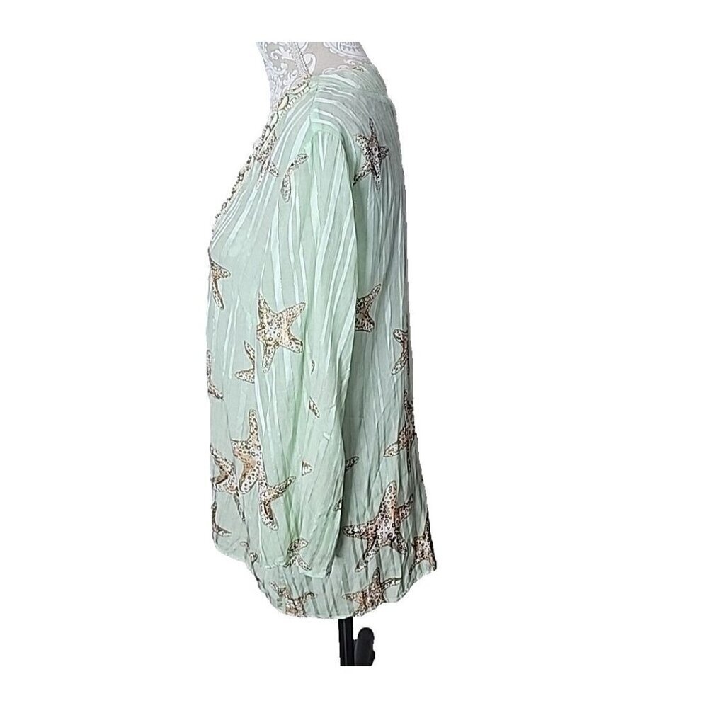 Soft Surroundings Stella Marina Tunic Top Green Beach Shell Women's Large - Picture 6 of 9